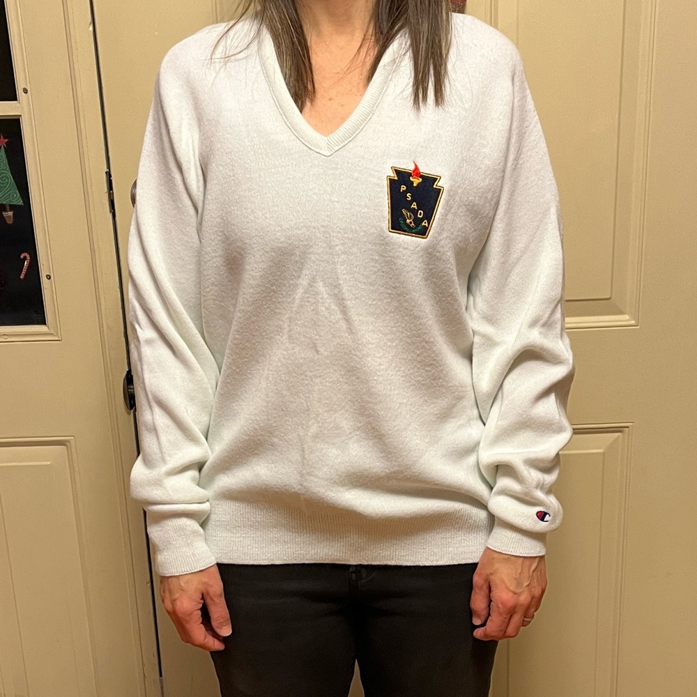 Vintage Champion Men's v-neck sweater.